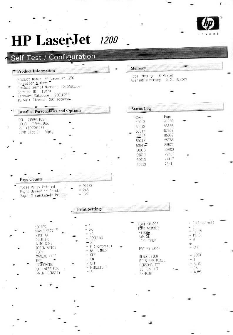 Лазерный принтер HP LaserJet 1200 - Пятна на отпечатках : HEWLETT PACKARD  (HP) - Форум